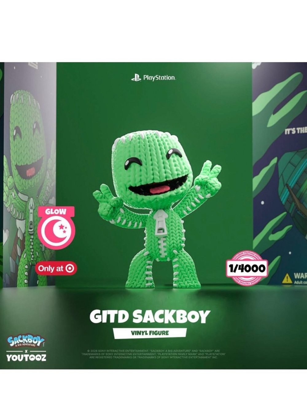 Sony Green GITD Sackboy Vinyl Figure